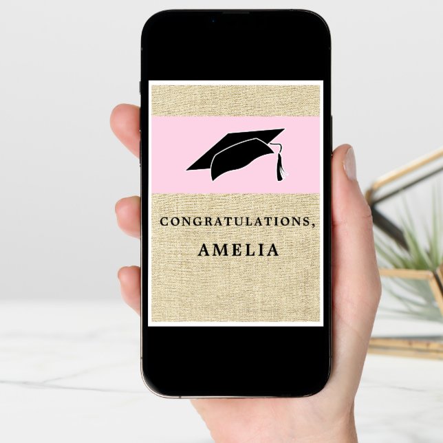 Modern Pink Congratulations Rustic Graduation Card (Front Digital)