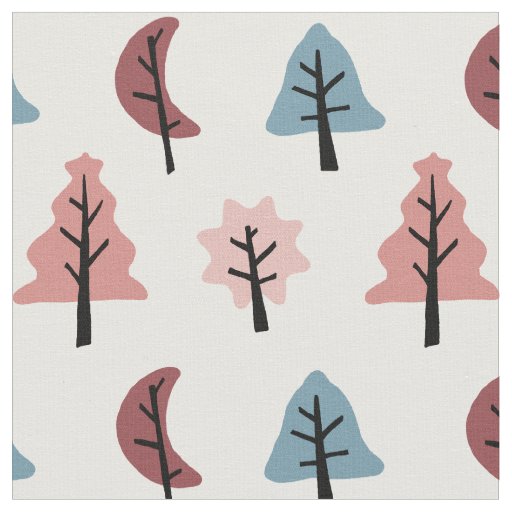 Modern Pink Cookie Shape Tree Pattern Holiday Fabric