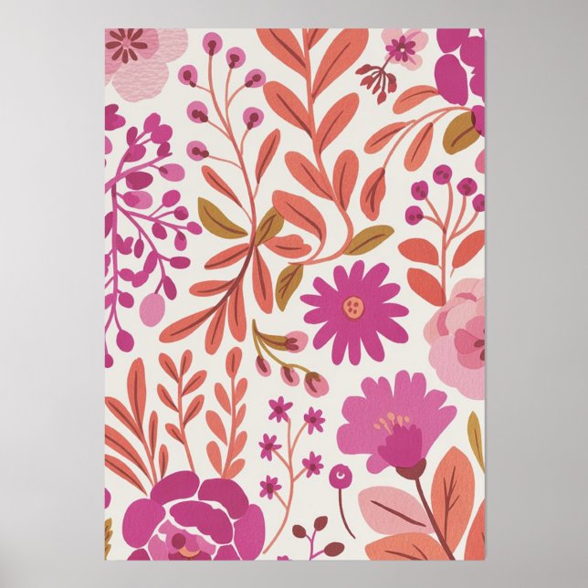 Modern Pink & Coral Floral Botanical Pattern Holder (Front)