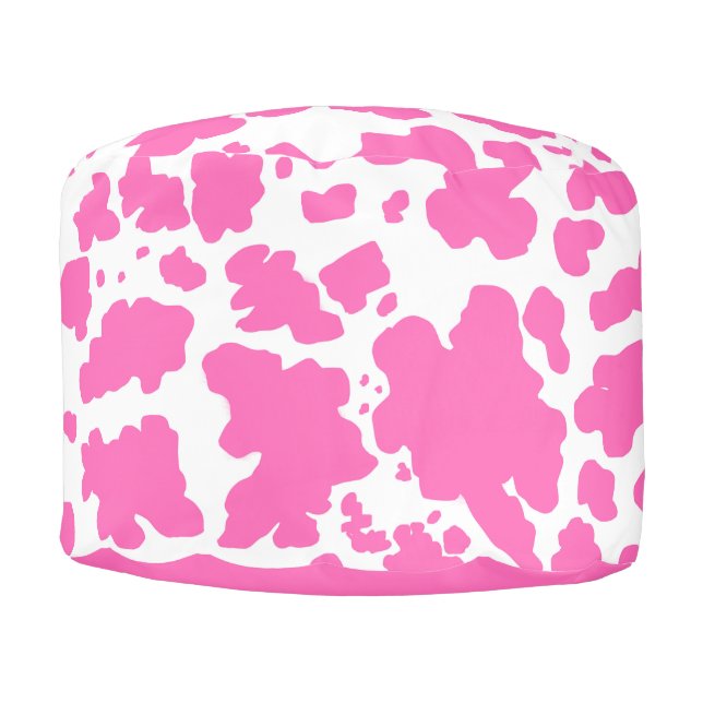 Modern Pink Cow Spots Print  Pouf (Front)