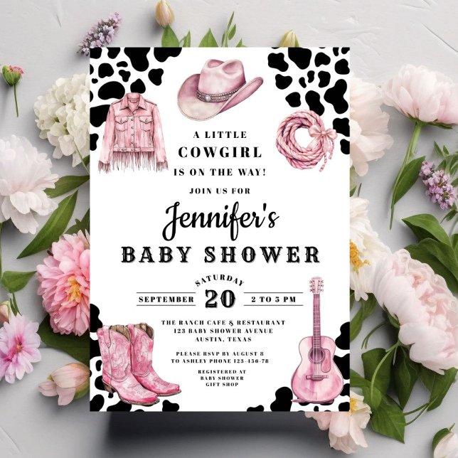 Modern Pink Cowgirl Baby Shower Invitation (Modern Pink Cowgirl Baby Shower Invitation)