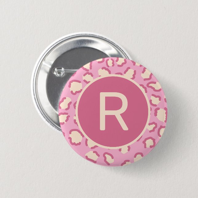 Modern Pink Cowgirl Girly Monogram Personalized Button (Front & Back)
