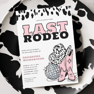 Modern Pink Cowgirl Last Rodeo Bachelorette Party Invitation