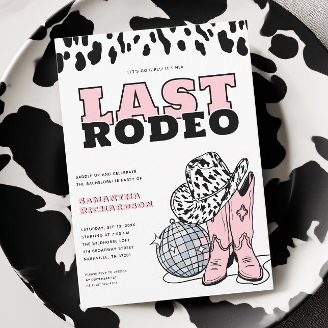 Modern Pink Cowgirl Last Rodeo Bachelorette Party Invitation (Modern Pink Cowgirl Last Rodeo Bachelorette Party Invitation)