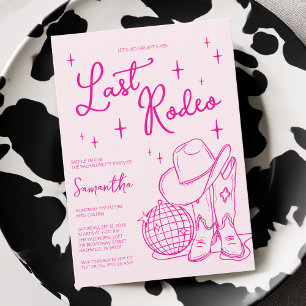 Modern Pink Cowgirl Last Rodeo Bachelorette Party Invitation