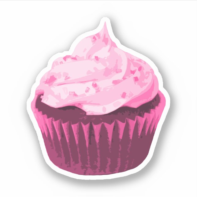 Modern Pink Cupcake Sticker (Front)