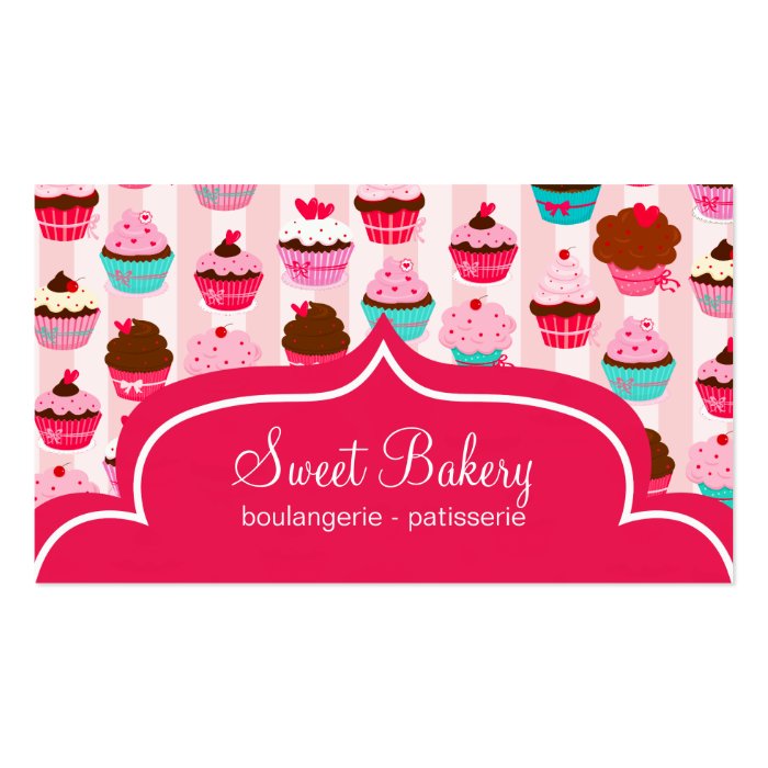 Modern Pink Cupcakes Bakery Business Card Templates