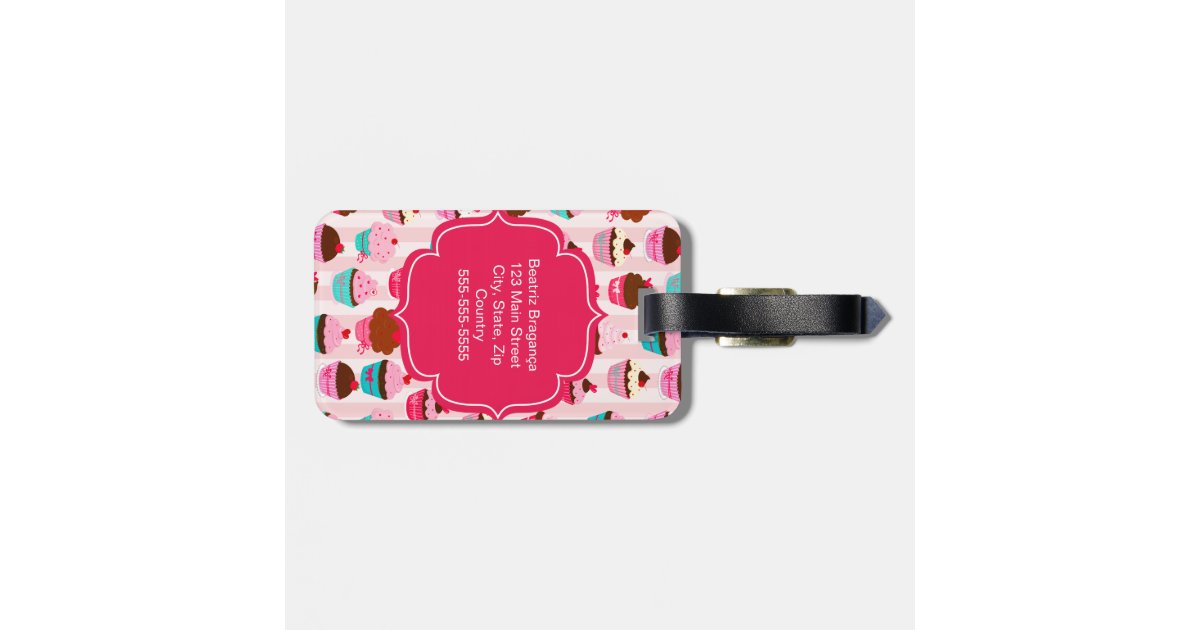 Modern Pink Cupcakes Girly Luggage Tag
