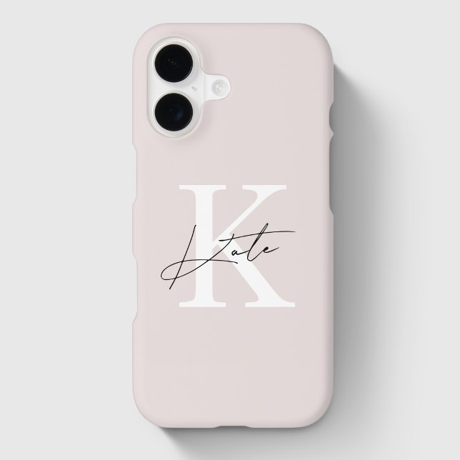 Modern Pink Custom Initial Calligraphy Name Case-Mate iPhone Case (Creator Uploaded)