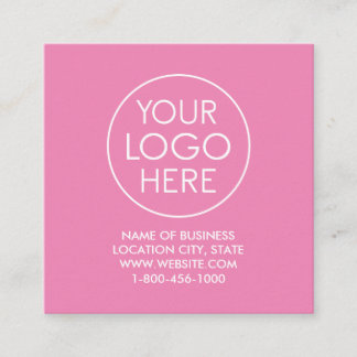 Modern Pink Custom Logo and QR Code Square  Card