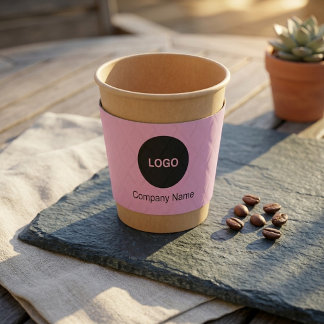 Modern Pink Custom Logo Business Branding Coffee Cup Sleeve