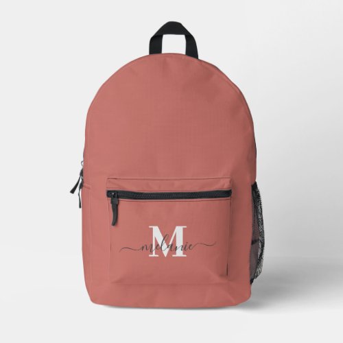 Modern Pink Custom Monogram Name Printed Backpack
