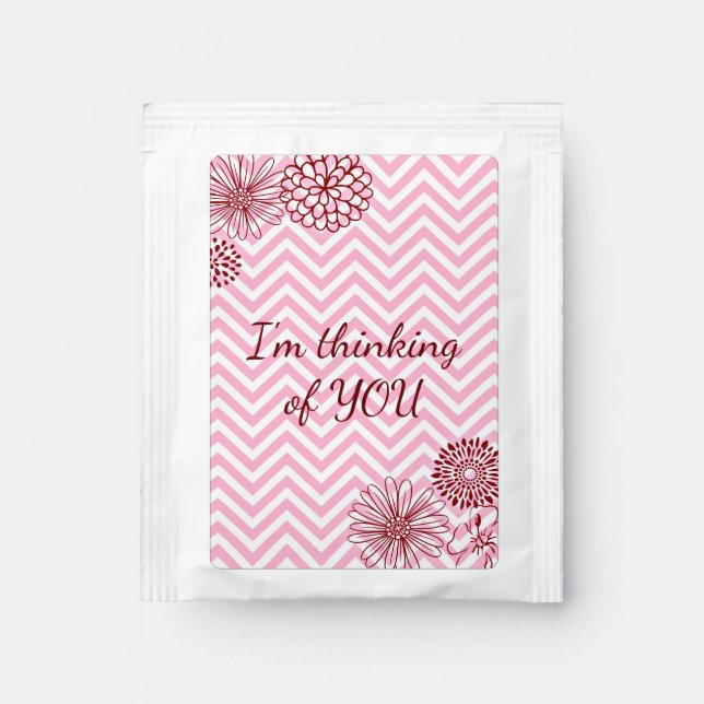 Modern Pink Customize Text Coffee Cocoa Tea Bag Drink Mix (Front)