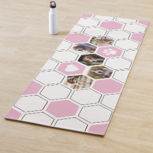 Modern Pink Cute Dog Pets Animals Photo Geometric Yoga Mat