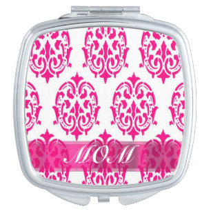Modern Pink damask mothers Vanity Mirror