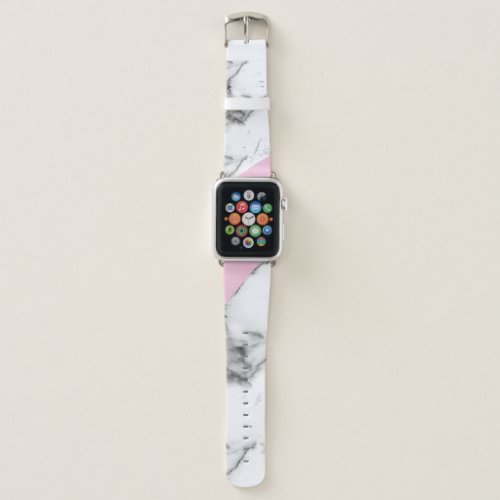 Modern Pink Diagonal Stylish Marble Apple Watch Band