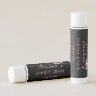 Modern Pink Diamonds Cap Graduation Favors Lip Balm