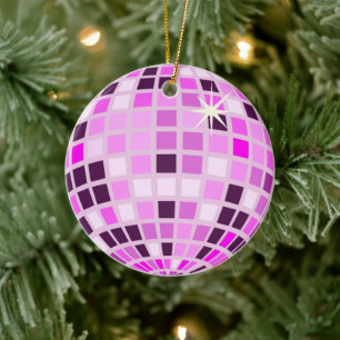Modern Pink Disco Ball Ceramic Ornament