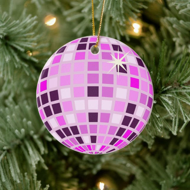 Modern Pink Disco Ball  Ceramic Ornament (Tree)