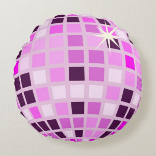 Modern Pink Disco Ball Round Pillow