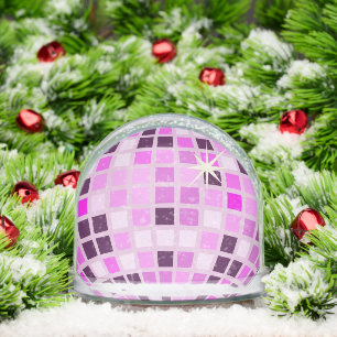 Modern Pink Disco Ball Snow Globe
