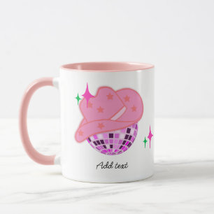 Modern Pink Disco Cowgirl Cowboy Mug