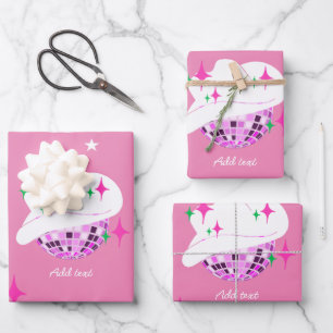 Modern Pink Disco Cowgirl Cowboy  Wrapping Paper Sheets