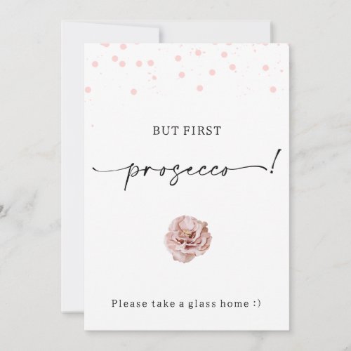 Modern Pink Dots First Prosecco Sign  Invitation