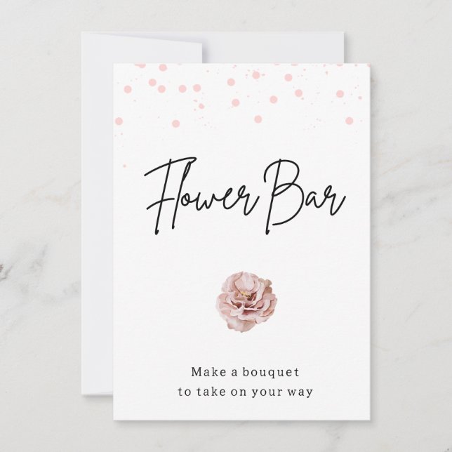 Modern Pink Dots Flower Bar Sign  Invitation (Front)