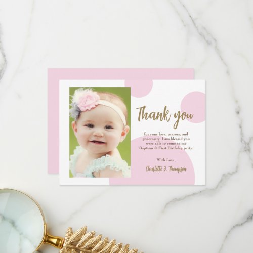 Modern Pink Dots Gold First birthday baptism photo