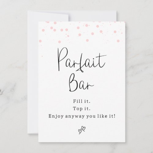 Modern Pink Dots Parfait Bar Sign  Invitation