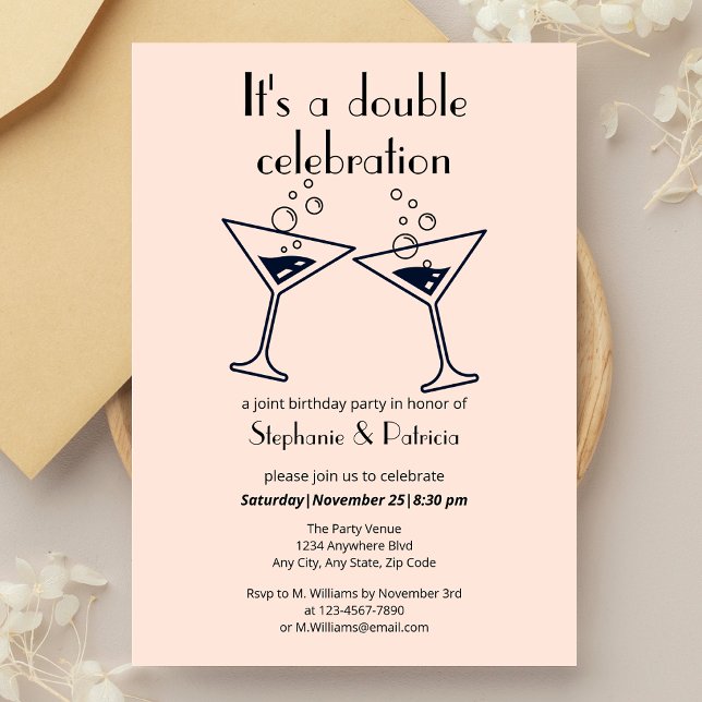 Modern Pink Double Celebration Joint Birthday Invitation (Creator Uploaded)