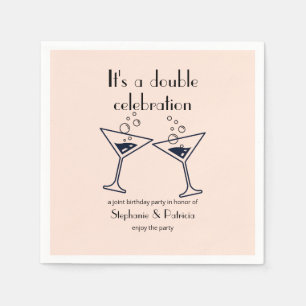 Modern Pink Double Celebration Joint Birthday Napkins