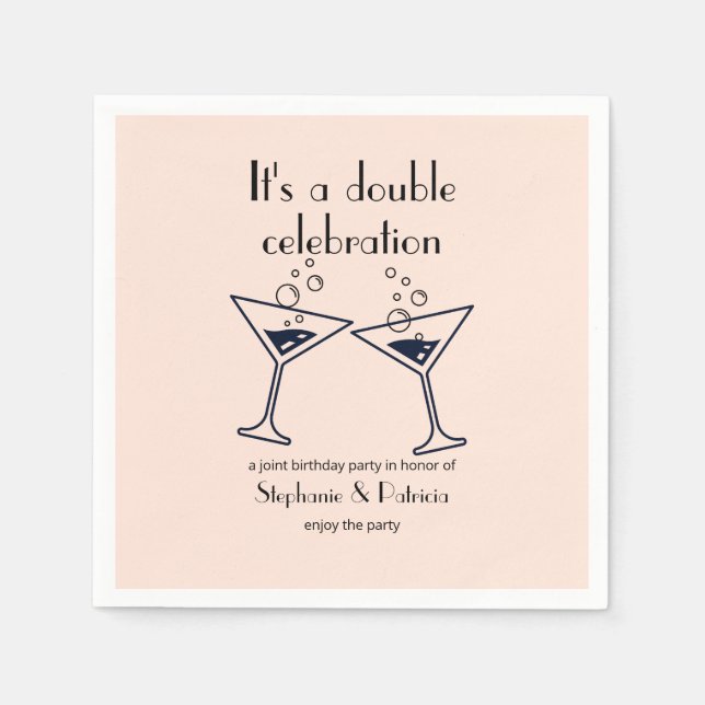 Modern Pink Double Celebration Joint Birthday Napkins (Front)
