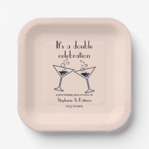 Modern Pink Double Celebration Joint Birthday Paper Plates