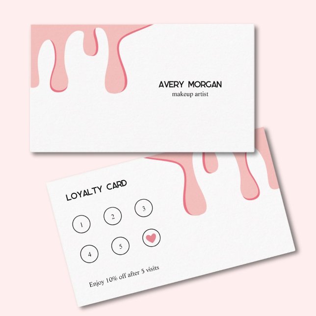 Modern Pink Drip Makeup Artist Loyalty Card (Creator Uploaded)