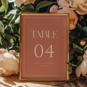 Modern Pink Dusty Rose Custom Names Wedding Table Number
