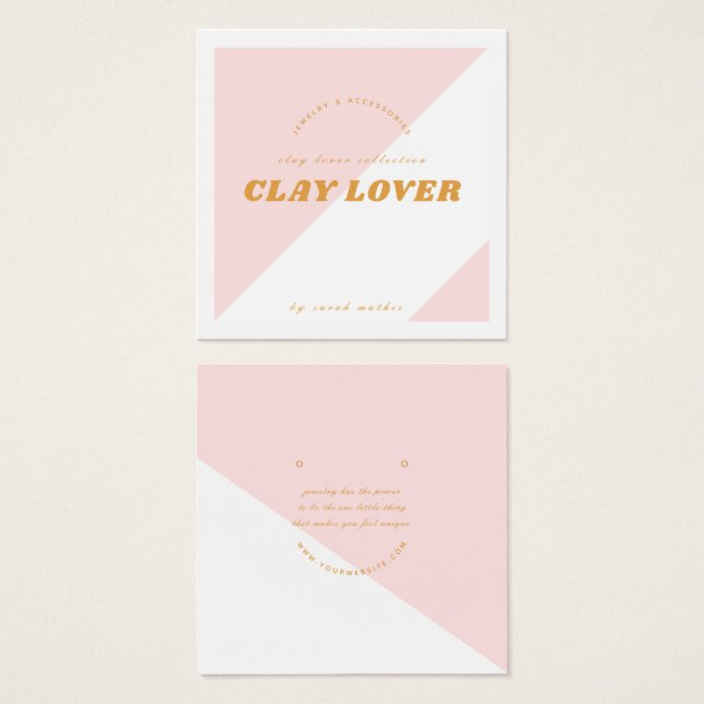 Modern Pink Earring Jewelry Display Card (Front & Back)