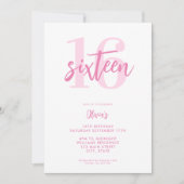 Modern Pink Elegant 16th Birthday Invitation | Zazzle