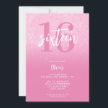Modern Pink Elegant 16th Birthday Invitation<br><div class="desc">A simple modern 16th birthday invitation featuring elegant calligraphy script typography and minimalist design in pink and white color.</div>