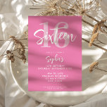 Modern Pink Elegant 16th Birthday Invitation<br><div class="desc">A simple modern 16th birthday invitation featuring elegant calligraphy script typography and minimalist design in pink and white color.</div>