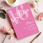 Modern Pink Elegant 16th Birthday Invitation<br><div class="desc">A simple modern 16th birthday invitation featuring elegant calligraphy script typography and minimalist design in pink and white color.</div>