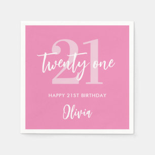 Modern Pink Elegant 21st Birthday Napkins