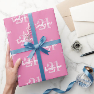 Modern Pink Elegant 21st Birthday Wrapping Paper