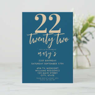 Modern pink elegant 22nd birthday invitation