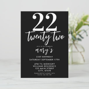 Modern pink elegant 22nd birthday invitation