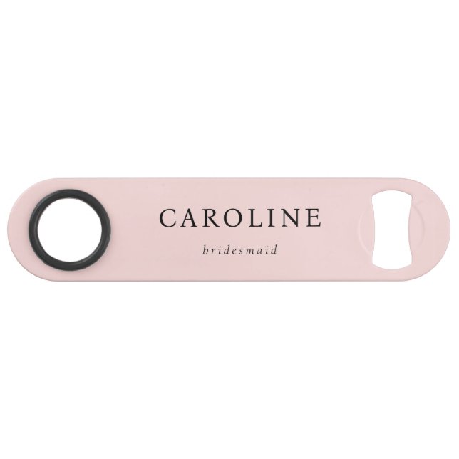 Modern Pink Elegant Bridesmaid Bar Key (Back Horizontal)