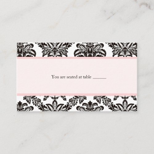 Modern Pink elegant damask place card Business Card