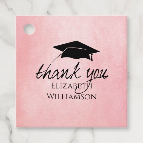 Modern Pink Elegant Graduation Thank You Favor Tags