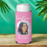 Modern Pink Elegant Photo 21st Birthday Seltzer Can Cooler<br><div class="desc">A simple modern photo 21st birthday can cooler featuring your personalized photo and details in an elegant minimalist design of pink and white color.</div>